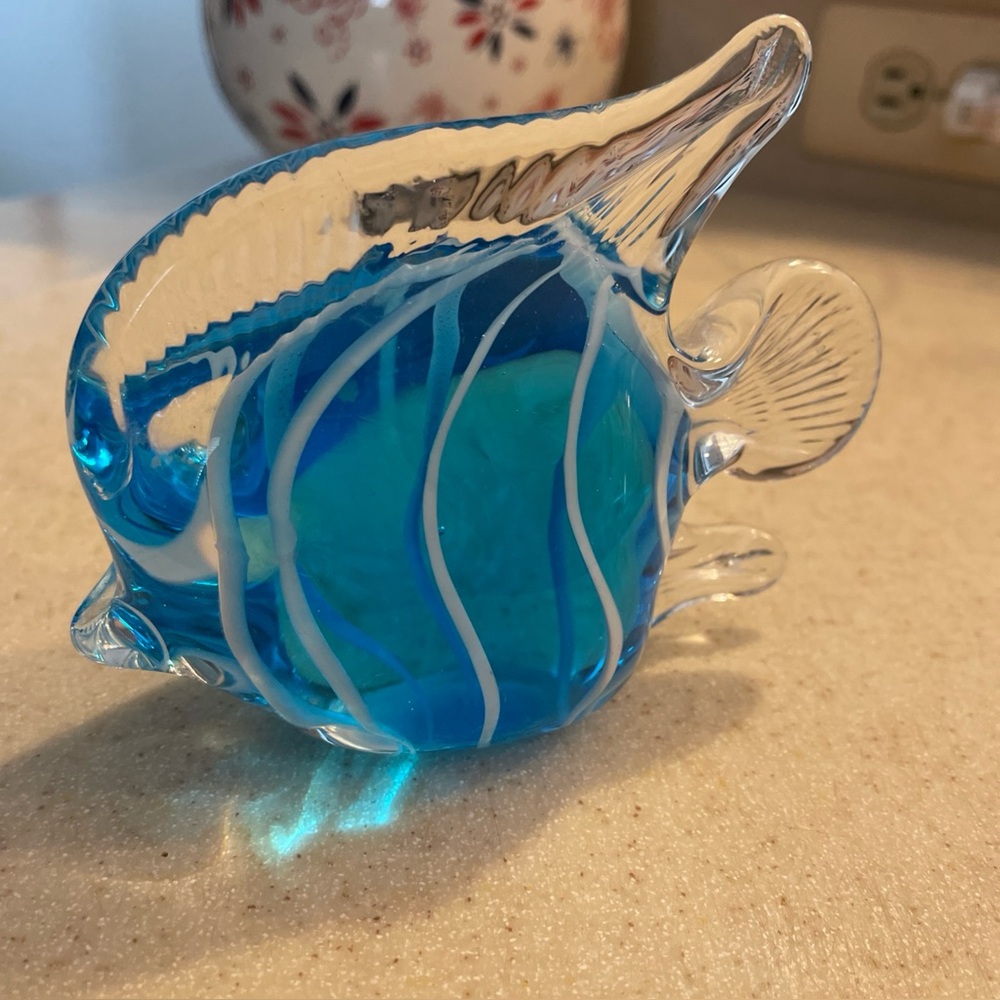 Blue Glass Fish Figurine